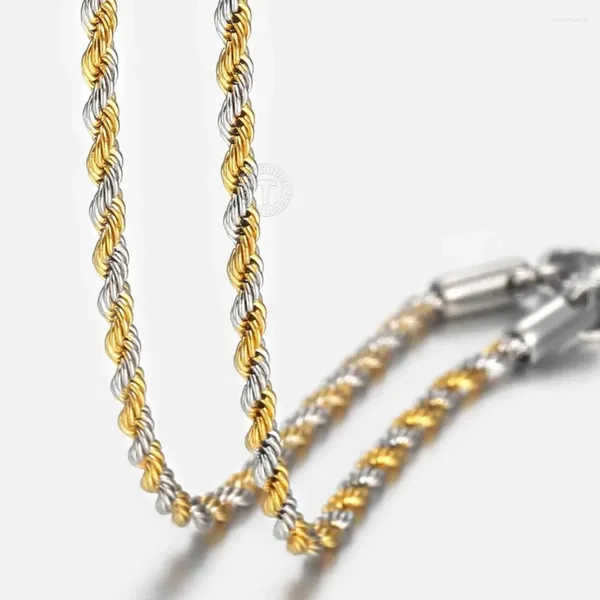 Цепочки, крутая веревочная цепочка 2 мм, ожерелье для мужчин и женщин, желтое золото, белый цвет, витое звено, 18 дюймов, ювелирные изделия, падение HGN448