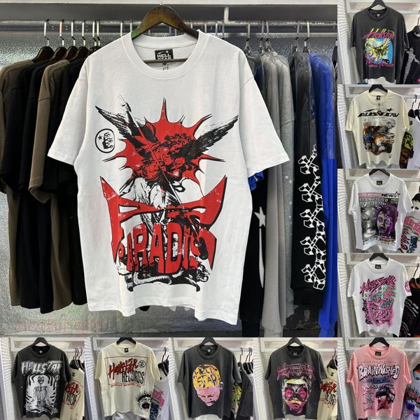 Hellstar T-Shirt Herren-Shirt Designer-T-Shirt Kurzarm-T-Shirt Männer Frauen Grafik-T-Shirt Kleidung Hip-Hop-Mode-T-Shirts Hell Star Hellstar Short Plus Size