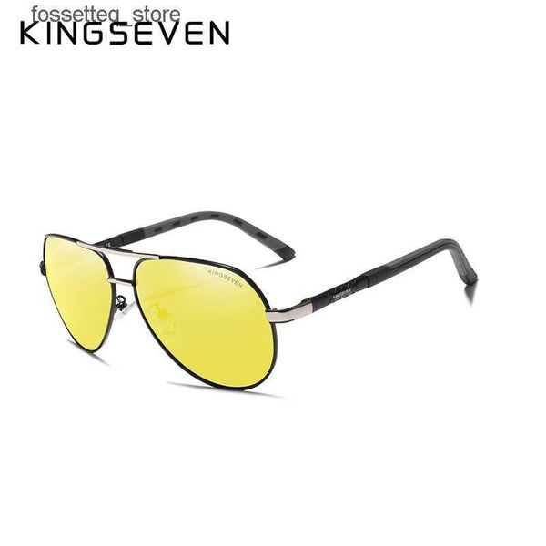Óculos de sol Kingseven Night Vision Pilot Mens Sunglasses Alta Qualidade Alumínio UV400 Polarização Óculos Mulheres Condução Acessório Eyewear L240322