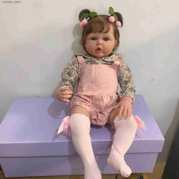 Animais de pelúcia recheados 60 cm 3D pintura pele com veia silicone reborn bebê boneca brinquedo para menina pano corpo princesa toddr bebe artista colction presente l240322