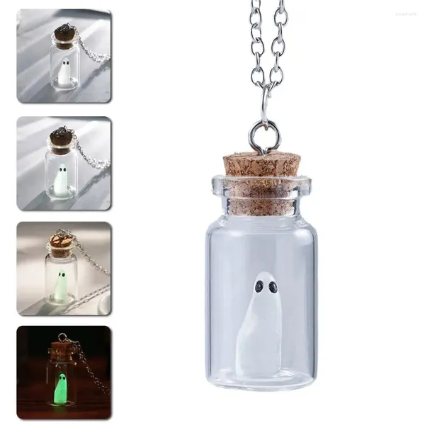 Ketten Halloween Glow Ghost Halskette Winzig in einer Flasche Halsketten Schmuck Charm Statement Frauen Anhänger Freund J1v9