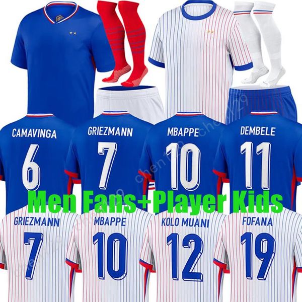 24 25 Euro Cup French Jersey Mbappe Soccer Trikots Heim.