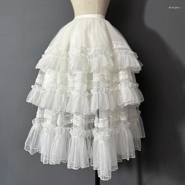 Saias Lindo Lolita Vestido Luz Flor Casamento JSK Saia Forro Pesado Indústria Lace Bolo Fofo