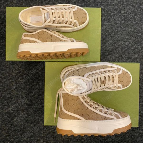 Spedizione veloce Designer Donna Scarpe casual Italia low-cut high top Lettera tennis 1977 Sneaker Beige Ebano Tela Scarpe da tennis Tessuto di lusso Finiture con suola spessa Scarpe