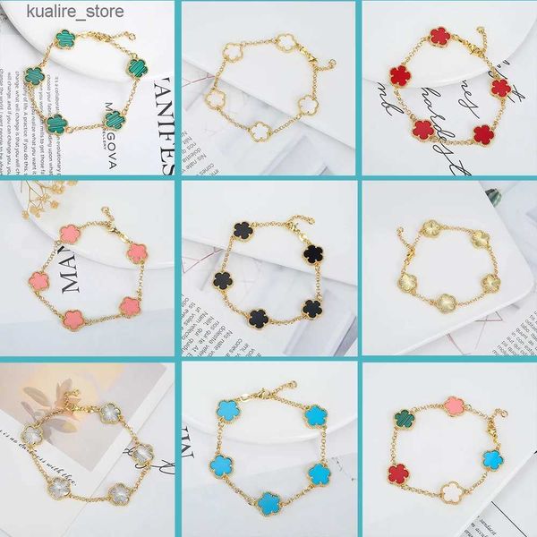 Charme pulseiras 2023 ins venda quente 10 cores cinco folhas flor clássico moda ajustável doce romântico mulher festa jóias l240322