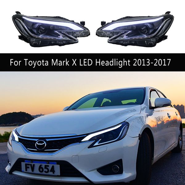 Lampada frontale Indicatori di direzione Per Toyota Reiz Mark X Gruppo ottico anteriore a LED 13-17 Luce di marcia diurna Fascio abbagliante Angelo Occhio Lente del proiettore