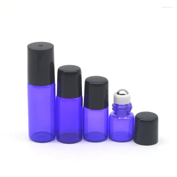 Aufbewahrungsflaschen 20 Stück 1 ml 2 ml 3 ml 5 ml Parfümprobe Leere lila-blaue Glasrollerflasche Ätherisches Öl Roll-on