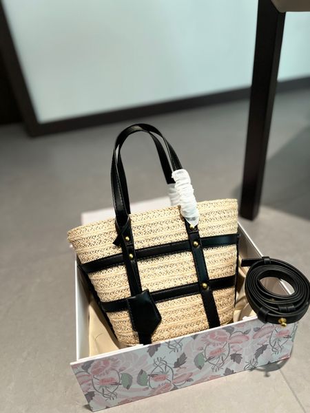 Il nuovo classico di alta qualità Luxurys Donna Woody Totes Designer Beach Shopping Borse di paglia Borse a tracolla intrecciate in erba rafia Borsa a mano Y Borsa shopper Borsa tote