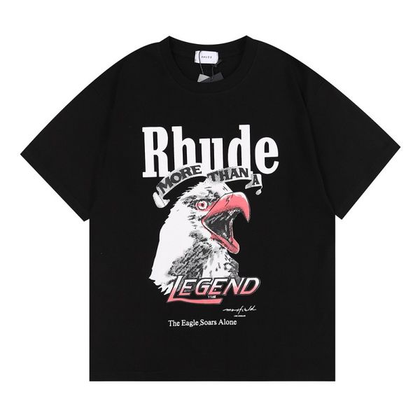 Rhude T Shirt Tasarımcı Erkek Tshirt Mesh Sho Moda Erkek Kadın Günlük Yansıtıcı Kaykay Hip Hop Beach Rhude Cep Yüksek Kaliteli Nefes Alabilir Siyah Beyaz