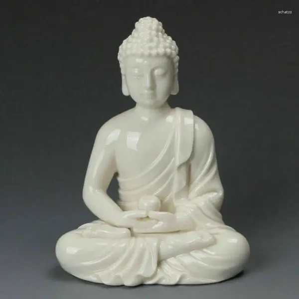 Statuette decorative Cina Dehua statua in porcellana bianca Sakyamuni Tathagata Amitabha Buddha Bowl