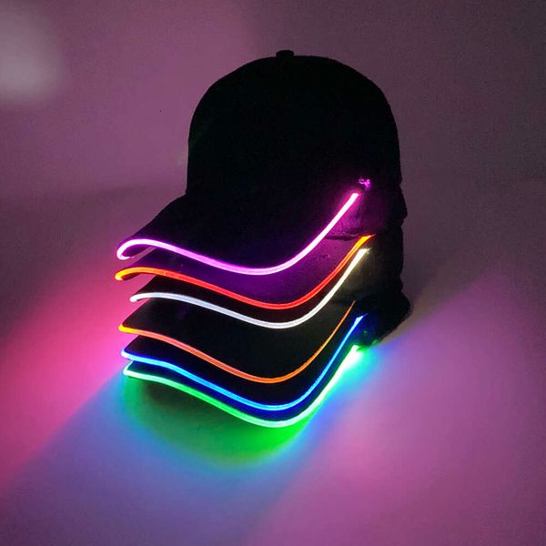 Berretto da baseball luminoso di nuovo arrivo per forniture luminose per le vacanze Puntelli per feste fluorescenti Cappello con luci luminose lampeggianti