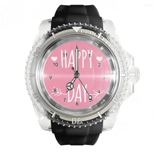 Relógios de pulso moda transparente silicone branco relógio padrão de coração relógios masculino e feminino quartzo esportes pulso