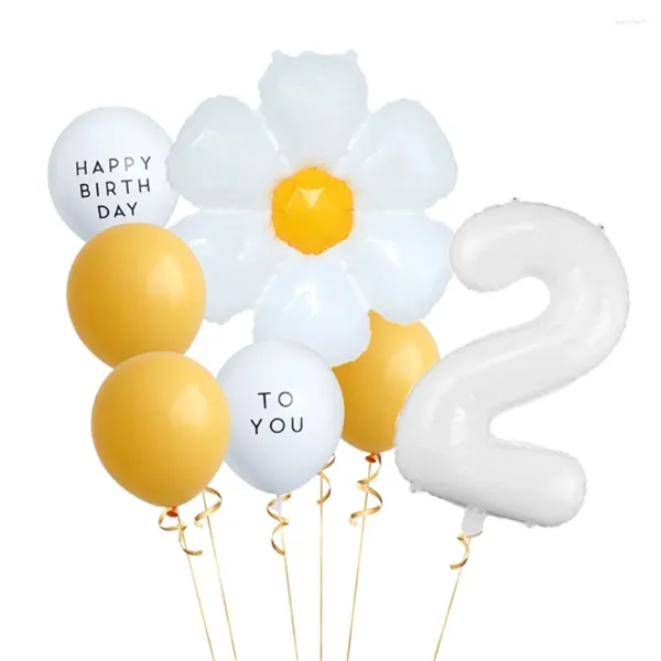 Decorazione del partito 8 pezzi Set di palloncini margherita bianca con palloncini da 32 pollici 1-9 numeri per decorazioni di compleanno a tema Giocattoli per bambini Helium Globos