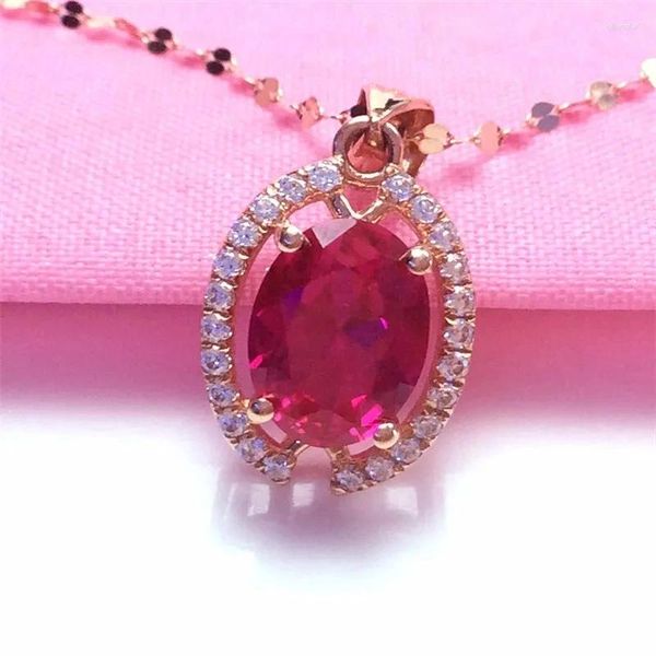 Ожерелья с подвесками из фиолетового золота 585 пробы с красным камнем для девочек, покрытые 18-каратным цветным роскошным и передовым русским дизайном, комплект ожерелья, цепочка