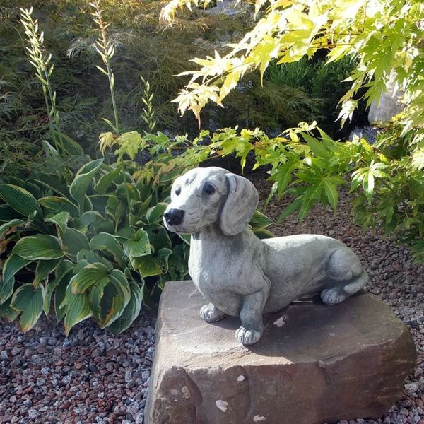 Estátua de cachorro ao ar livre jardim resina decoração dachshund bulldog francês escultura para decoração de casa quintal ornamento estatuetas de cachorro 240314