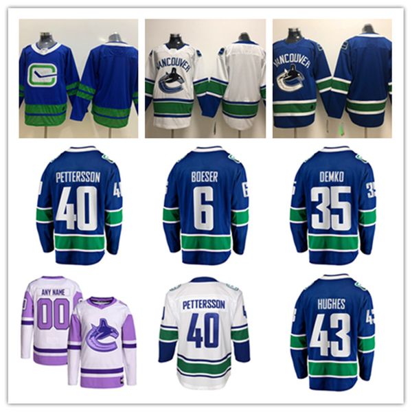 Vancouver Maglie hockey Canucks personalizzate 88 Nils Aman 53 Teddy Blueger 6 Boeser Brock 82 Ian Cole 35 Thatcher Demko 51 Mark Friedman 8 Conor Garland 17 Filip Hronek