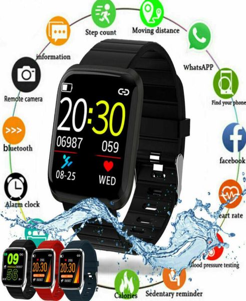 Novos relógios inteligentes à prova dwaterproof água de fitness 116pro rastreador relógio inteligente contagem passo pressão arterial para ios andriod smartwatch3081922