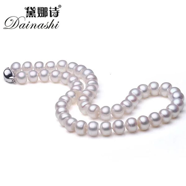 Dainashi alta qualità AAAA alta lucentezza 6-11mm collana di perle d'acqua dolce naturali per le donne regalo di nozze 45 cm chiusura in argento 925240312