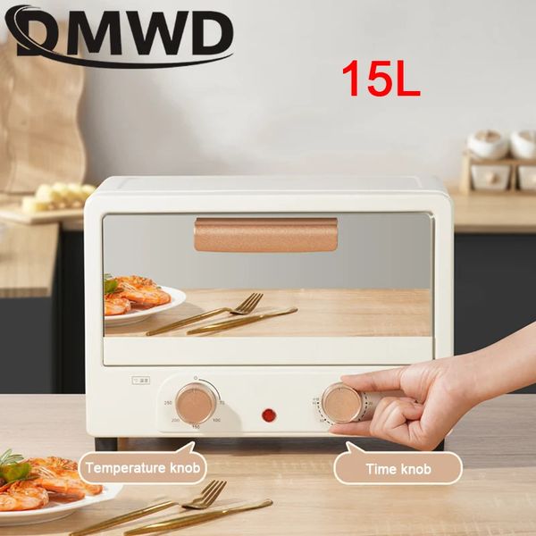 DMWD 220V Forno Elétrico Multifuncional Máquina de Cozimento Temporização Inteligente Pequeno Torrador Pão Pizza Frutas Secas 15L 230308