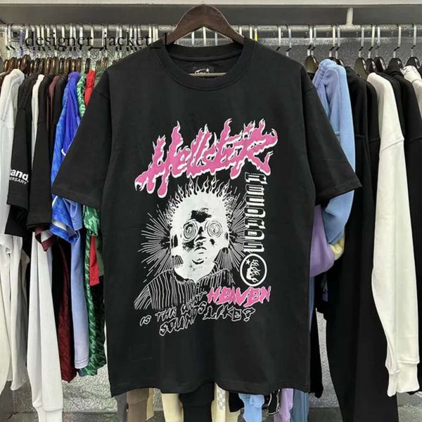 Модная рубашка Hellstar, мужская рэп-топ, дизайнерская футболка Tide, брендовая забавная забавная футболка с английским буквенным принтом, мягкая футболка с круглым воротником и короткими рукавами Hellstar Short 9671