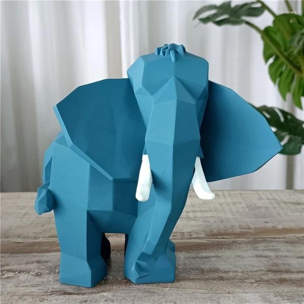 Figurine decorative Scultura geometrica dell'elefante Scultura in resina Statua astratta Animale domestico Savana Ornamento Creatura gigante Arredamento artigianale