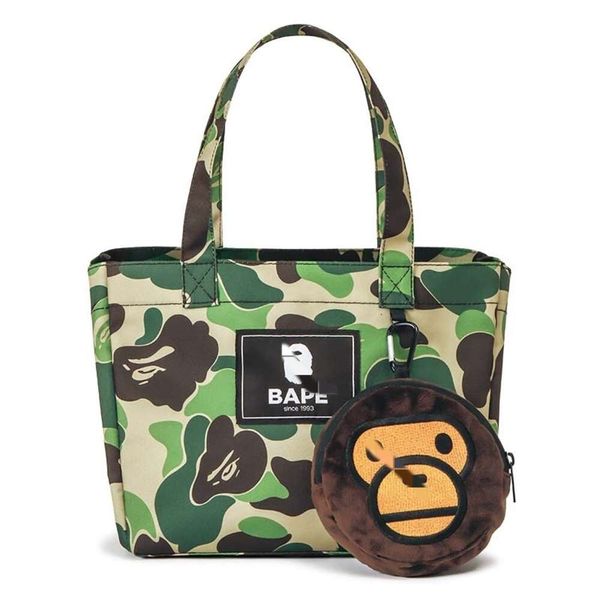 Designer ape saco bapestar revista japonesa macaco cabeça macaco eco amigável dobrável grande capacidade sacola de compras conjunto de duas peças