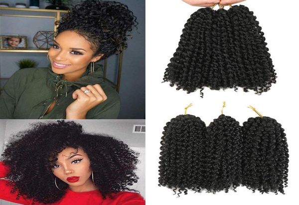 Malibob Kinky Curly Crochet Cabelo tece 8 polegadas Ombre Jerry Cabelo Encaracolado Tranças de Crochê Sintético Trança Extens7085169