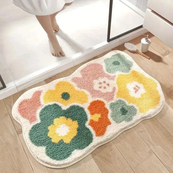 Tappetini da bagno Tappetino moderno floccato antiscivolo per fiori Tappetino per bagno super assorbente Tappeto per ingresso Zerbino per casa Tappeti morbidi per camera da letto