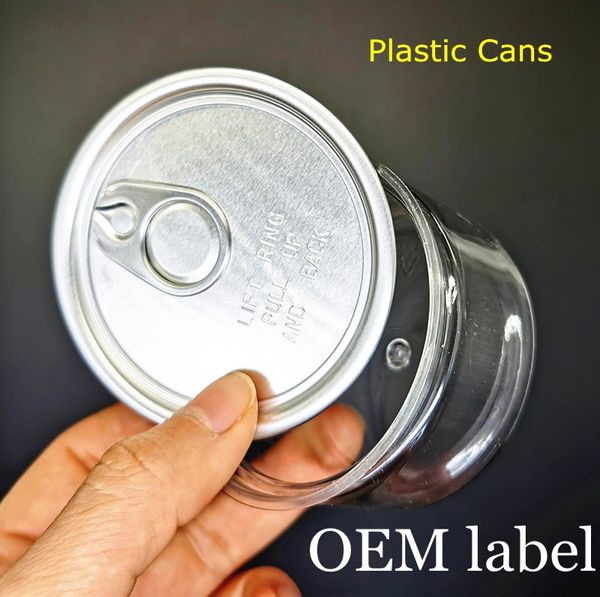 atacado Latas de plástico personalizadas com tampa Garrafas vazias Etiquetas personalizadas disponíveis Frascos de qualidade alimentar Recipiente 3,5G 100ml vazio