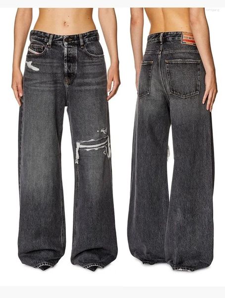 Herren Jeans Y Proejct Designer 23S Ripped Washed Black Grey Weites Bein Micro Flare Lässige lange Hose Hohe Qualität