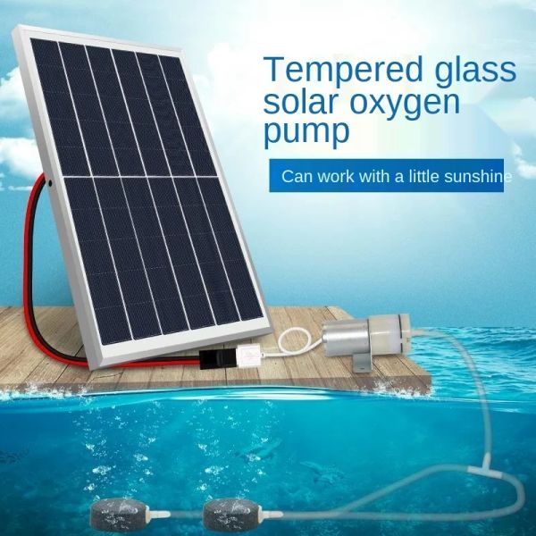 Werkzeuge Aquarium Aquarium Luftpumpe Gehärtetes Glas Panel Solar Sauerstoffspender Sauerstoffpumpe Belüftung Luftvolumen Fischteich Pumpe Fisch