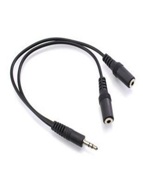 Черный 1 штекер на 2 гнезда 35 мм AUX аудио Y-разветвитель кабель высокого качества наушники адаптер 5265880