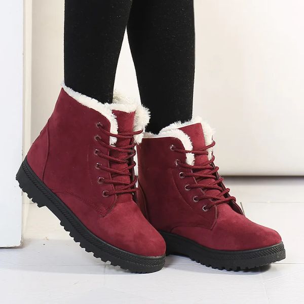 Stivali stivali da neve invernali femminile velveteen ankibstrici caldi stivali corti scarpe di cotone di grandi dimensioni per donne grandi dimensioni