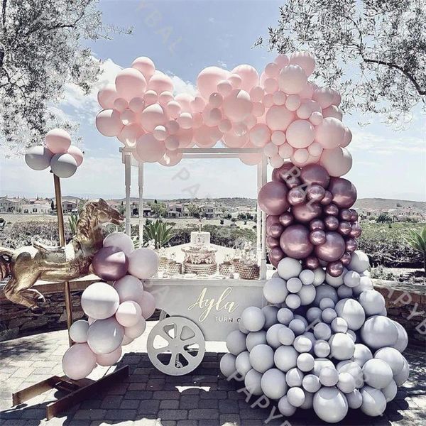 Parti Dekorasyonu 217pcs Pembe Düğün Balon Seti Krom Gül Altın Kemeri Çelenk Kiti Doğum Günü Dekor Bebek Duş Globos