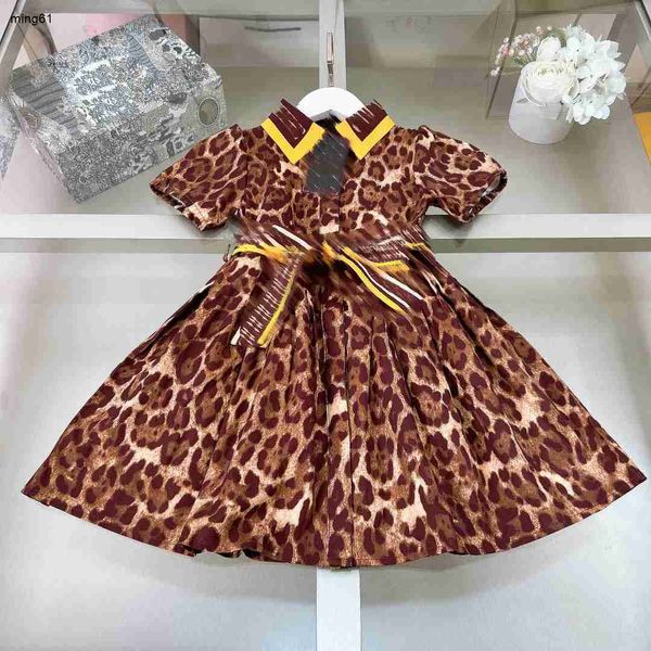 Брендовая дизайнерская детская одежда, платья для девочек, юбка с дизайном талии, платье принцессы, размер 90-150 см, сексуальное детское платье с леопардовым принтом, 24 марта