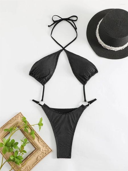 Kadın Mayo Seksi String Bikini Micro Mayo Halter Monokini Brezilyalı Kadınlar Tek Parça Plaj Kıyafet Bikinis Seti Mujer Mayo Takım