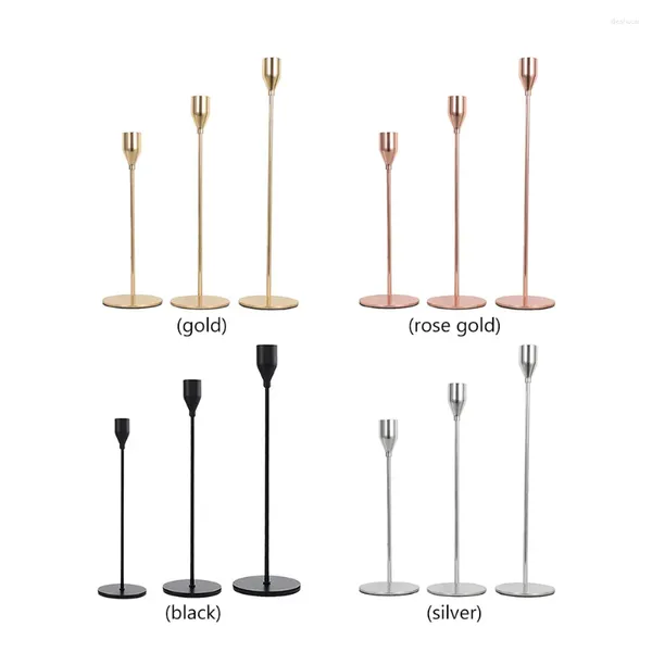 Castiçais 3 Pçs/set Estilo Europeu Metal Simples Decoração de Casamento Bar Festa Sala de estar Decoração de Casa Castiçal