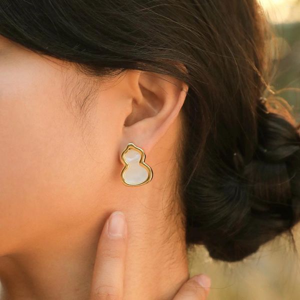 Серьги-гвоздики женские модные стильные милые тыквенные позолоченные металлические серьги-ракушки шикарные простые минималистичные украшения для ушей