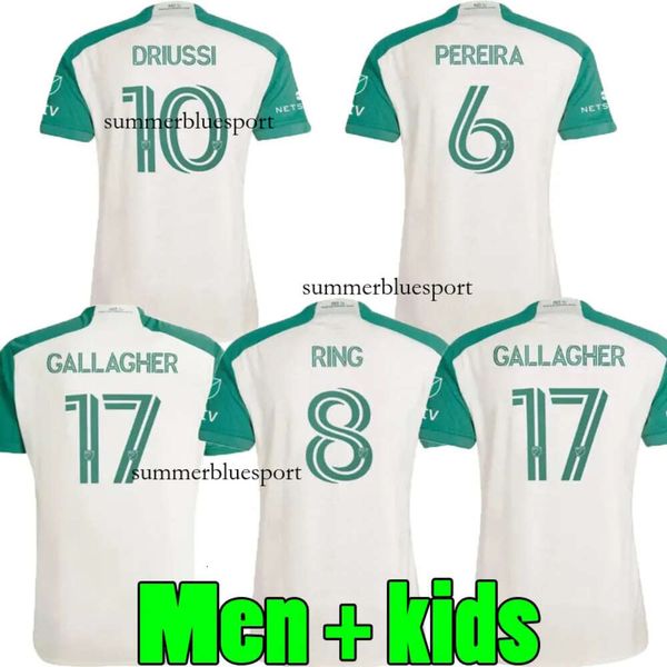 2024 2025 MLS Austin FC Soccer Jersey Kid Kit Man Mor League 24 25 Camisa de futebol Principal Home Green Las Voces Away White Tan Armadillo DRIUSSI RIGONI RING