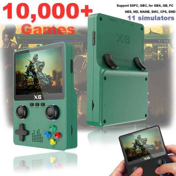 Jogadores X6 Game Console com mais de 10000 jogos 3,5 polegadas IPS Screen Handheld Retro Game Console 3D Joystick Support 11 Emulator Video Game