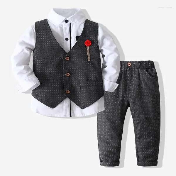 Set di abbigliamento Abiti da ospite per ragazzi di alta qualità Abiti da uomo per bambini Abito da 3 pezzi Camicia a maniche lunghe per bambini Pantaloni