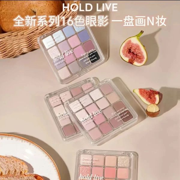 Holdlive paleta de sombras de 16 cores, longa duração, fácil de fosco, pérola, glitter, rosa, marrom, maquiagem diária 240318