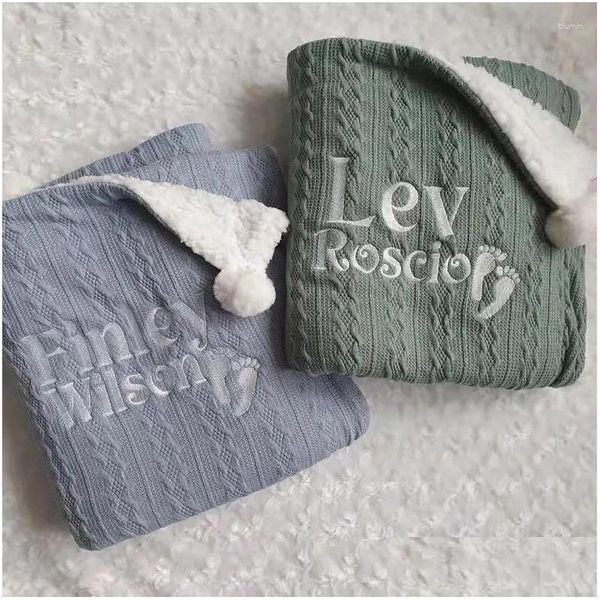 Decken Pucken Name Personalisierte Gestrickte Babydecke Winter Für Babys Musselin Benutzerdefinierte Born Bettwäsche Quilt Er Drop Lieferung Kinder Matte Ot4Lz