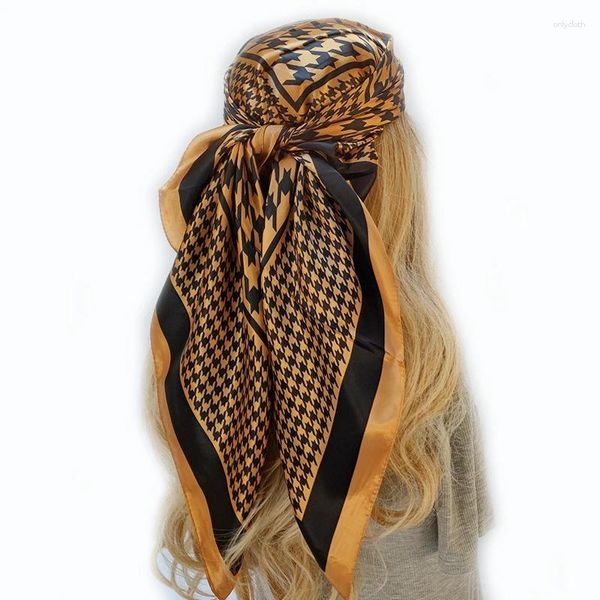 Schals Sommer Luxus 90x90 cm Seide Hijab Design Strand Kopftuch 2024 Frauen Sonnenschutz Mode Für Modell Quadratische Schals