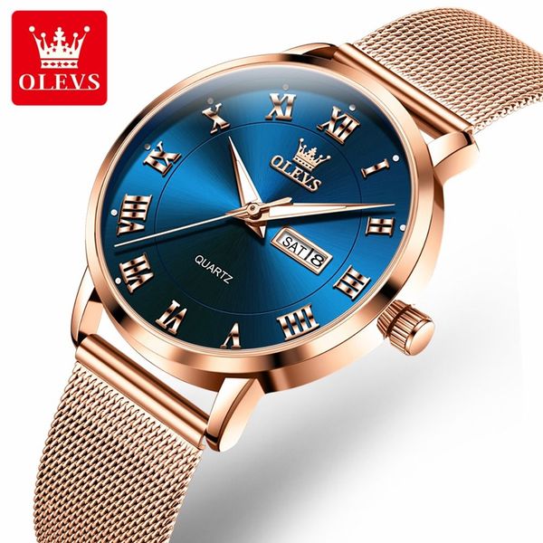 OLEVS 2920 Ladies Dressing Orologio da polso per uomo e donna Orologio da donna di lusso in pelle Bellissimo orologio sportivo di marca di design classico