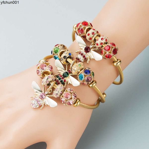 Pan Jiaduola Bracciale alla moda in lega che non sbiadisce, regolabile, con ape, scintillante, sfera di diamanti, più venduto