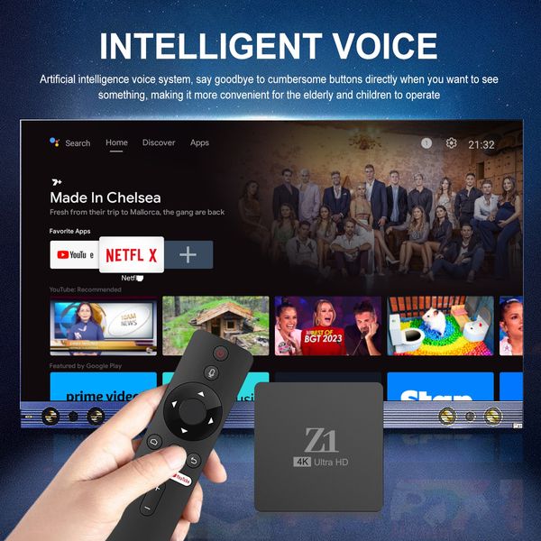 Android 10 ATV OS TV Box Versione TV 4K Allwinner H313 Quad Core 2 GB Ram 16 GB Rom Z1 TV Box