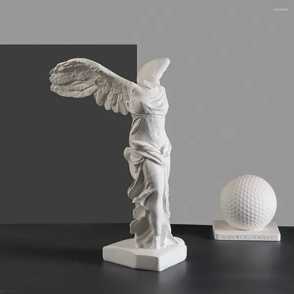 Estatuetas decorativas deusa grega da vitória personagem estátua asa de anjo arte estatueta decoração de gabinete de escritório em casa escultura de resina