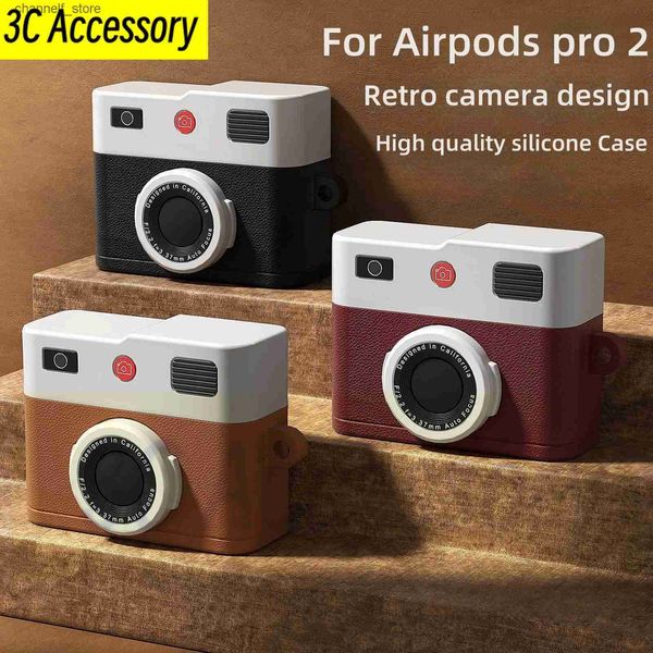 Acessórios de fone de ouvido novos para airpods pro 2 geração caso 2023 USB-C acessórios de fone de ouvido bluetooth carregador retro câmera design capa para airpods 3y240322