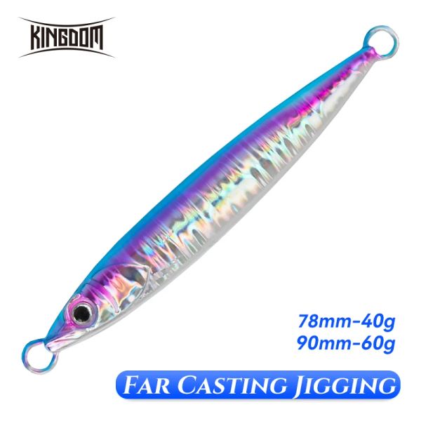 Esche Kingdom Far Casting Lure Fishing Metal Jig Spoon 40g 60g Esche artificiali Jigging Fish Sea Bass Esche da pesca Attrezzatura
